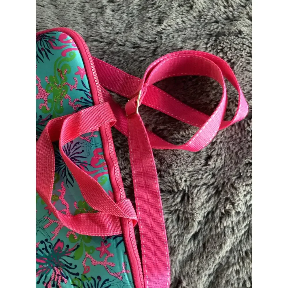 Lilly Pulitzer Dirty Shirley‎ Print Laptop Bag with Shoulder Strap Blue Pink